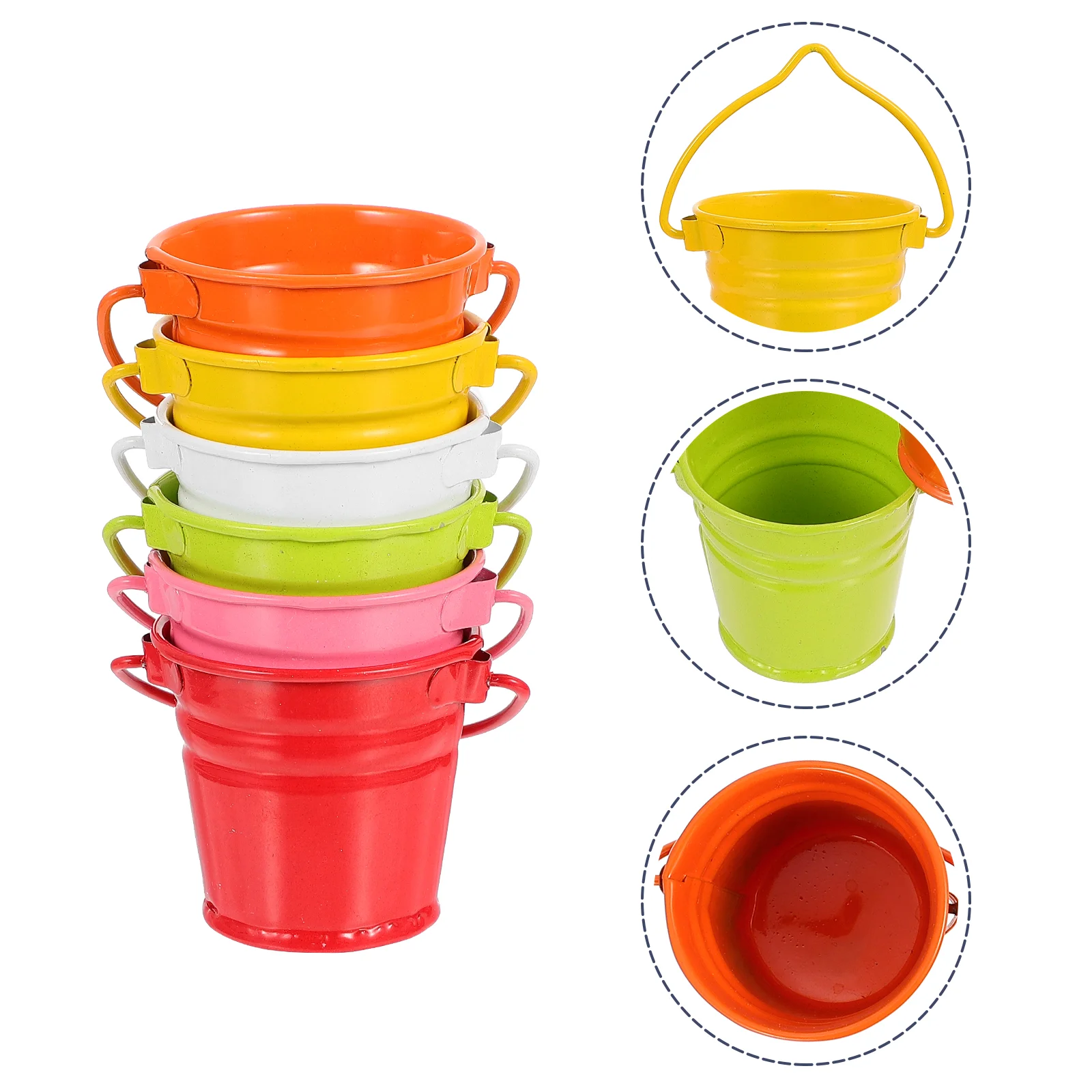 

6pcs Colorful Mini Bucket Ornament Micro Landscape Miniature Flower Bucket