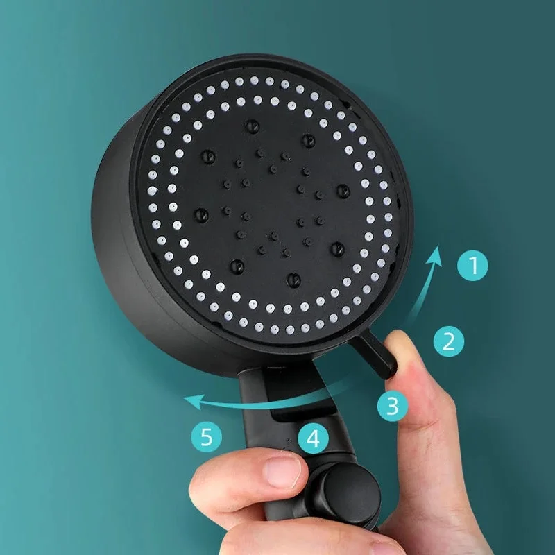 

Black Five-speed Multi-function Large Water Spray Supercharged Hand-held Shower Bath Home Yuba Hose Set Home Assembly