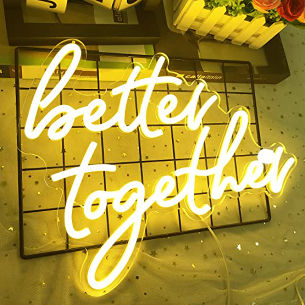LED Neon Sign Better Together Wall Suitable For Home Art Wedding Party Bar Bedroom Wedding Birthday Party Decoration