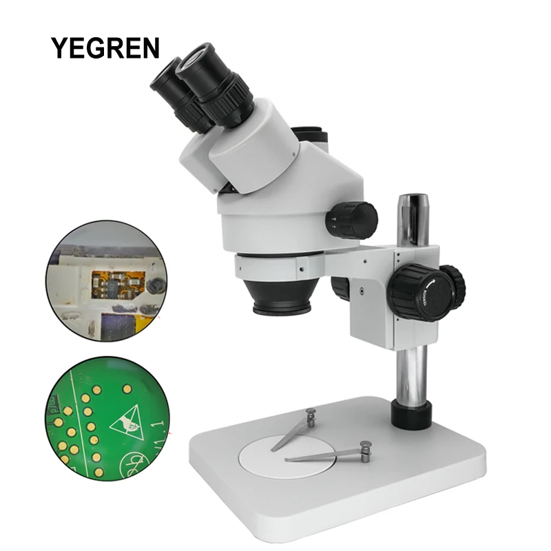 

7X-45X Zoom Stereo Microscope 360 Degree Rotatable Simul-focal Trinocular Microscope for PCB Inspection Mobile Phone Repairing