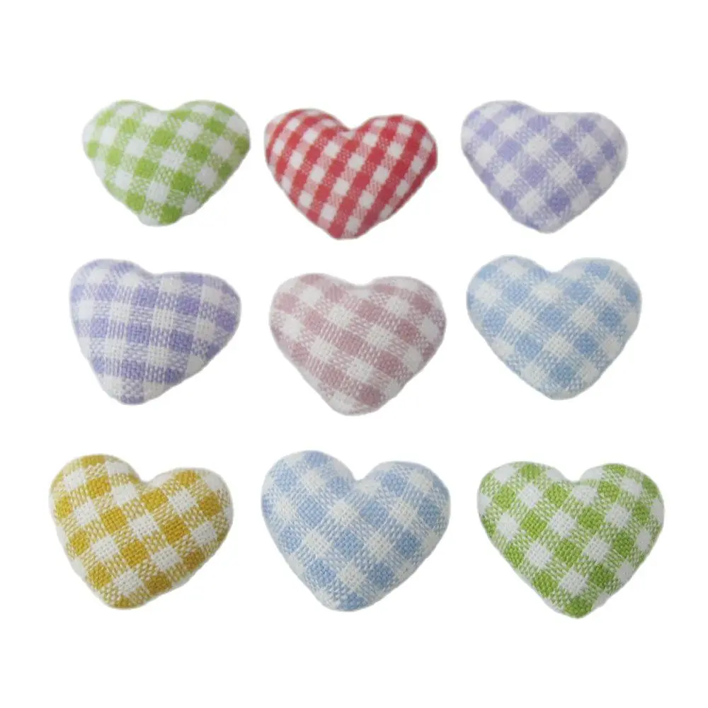 

NBNLEV 18MM Covered Lattice Cloth Heart Buttons For Garment 50 Pieces Multicolors Charm Button Headwear Accessories