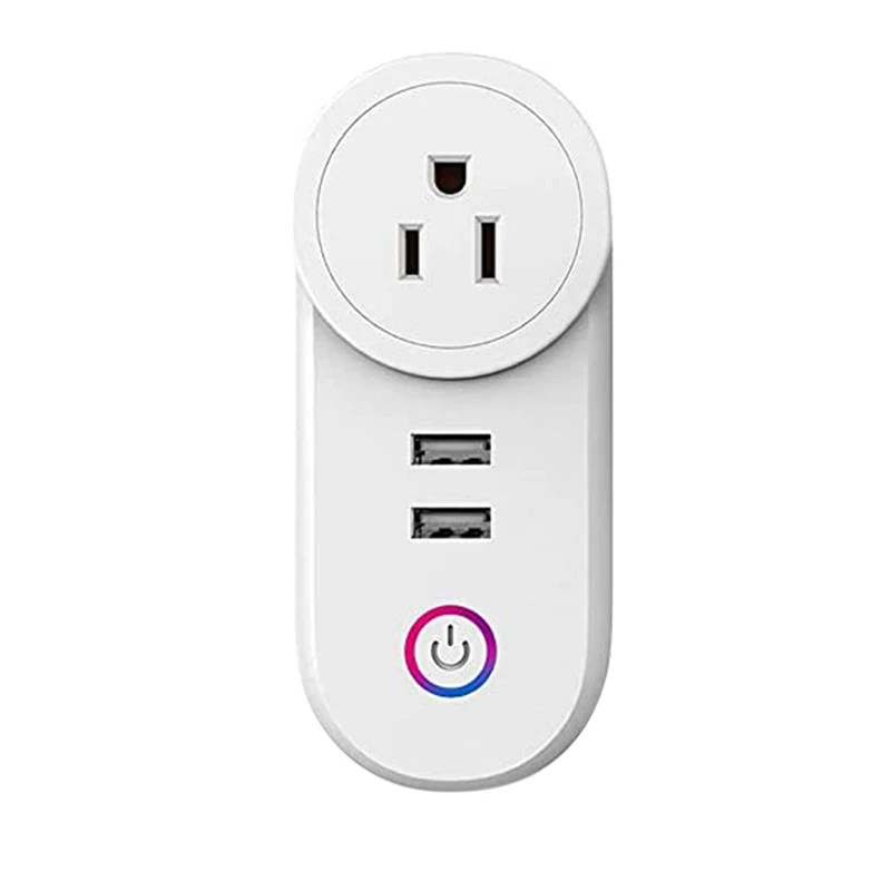 

Wi-Fi Smart Plug With 2 USB Ports, Wifi Mini Outlets Smart Socket Compatible With Amazon Alexa Voice Control US Plug