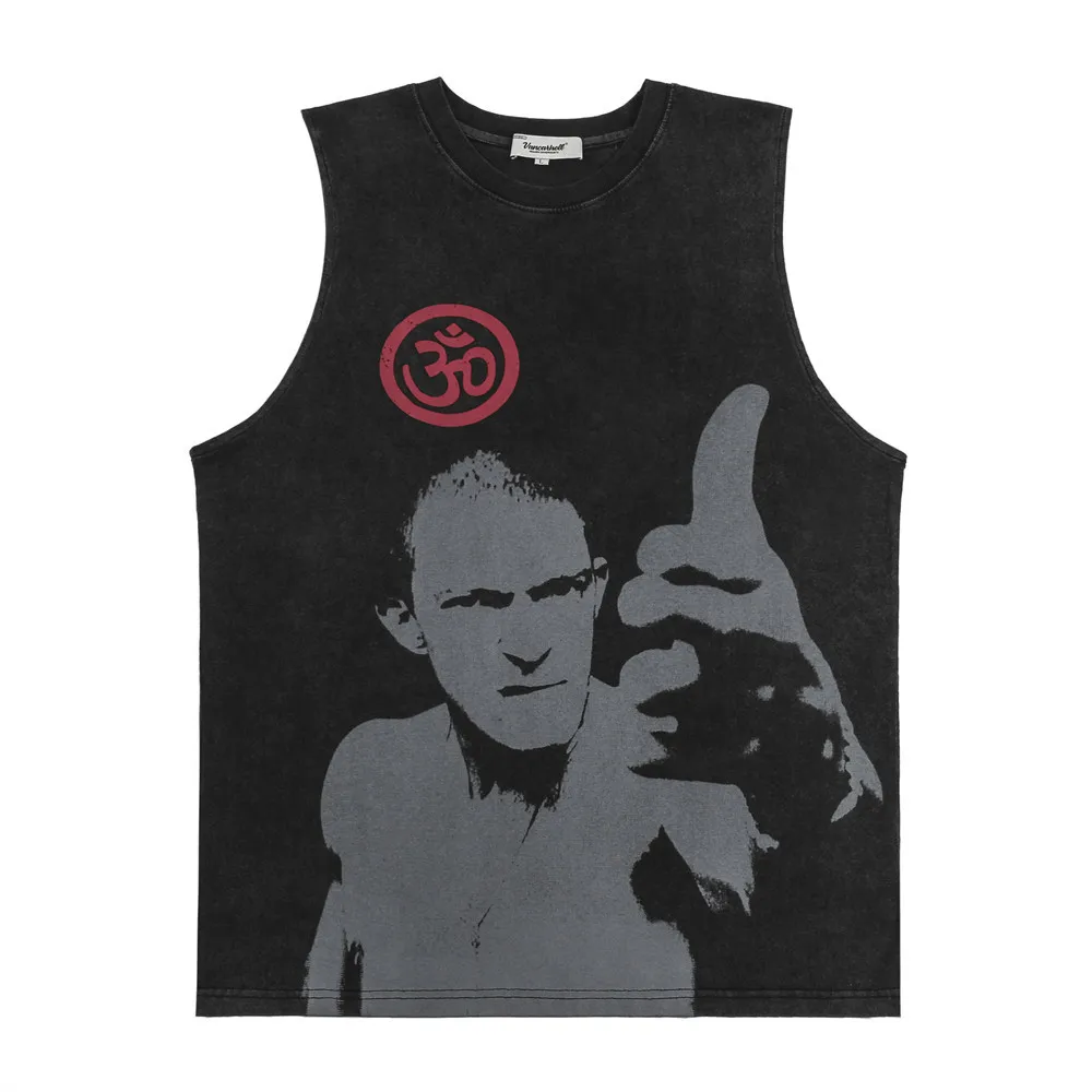 

Figure Print Shoulder Vest Men's Summer Tank Top Men Gym Clothing High Quality Sleeveless Top Men VANCARHELL