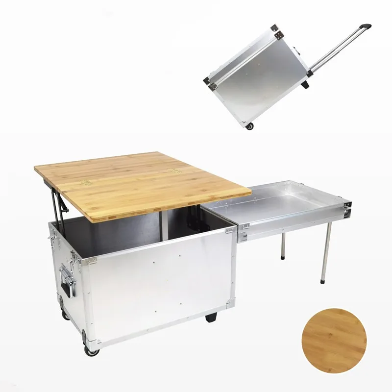 

Portable Open Field Storage Box Car Mobile Kitchen Storage Table Outdoor All-aluminum Alloy Metal Aluminum Modern Folding 1 Pcs