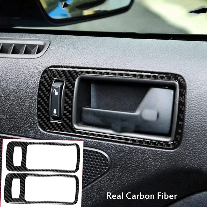 

2/4pcs car carbon fiber interior door handle dish rack cover exhaust port car decoration sticker for Ford Mustang 2009-2013