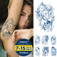blue ink juice waterproof temporary tato sticker beauty prajna lotus glitter sexy body art lasting fake tattoo men women tattoos