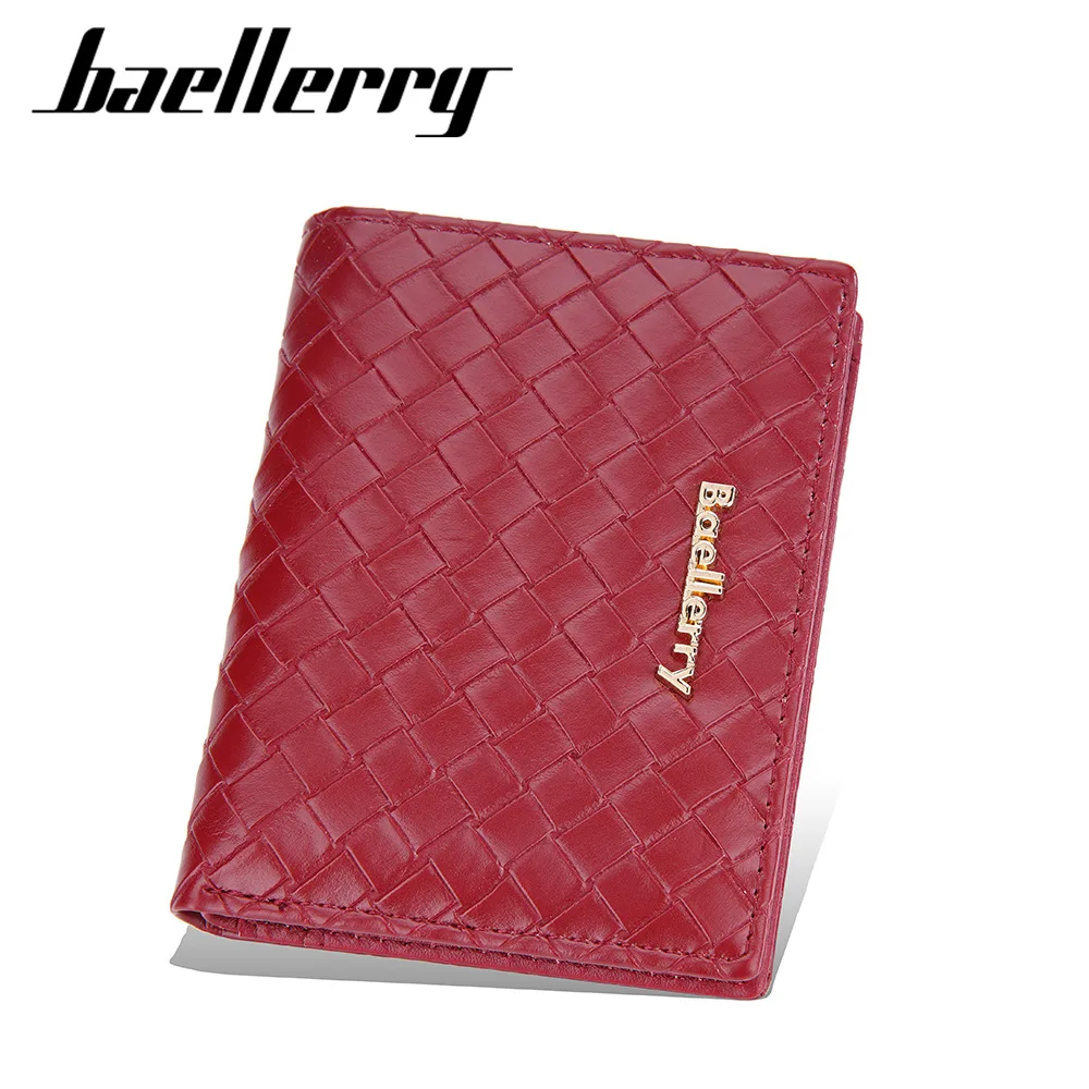 

New Women's Short Wallet with Photo Holder Woven Pattern Multi Card Hasp Coin Purse Holders for Women