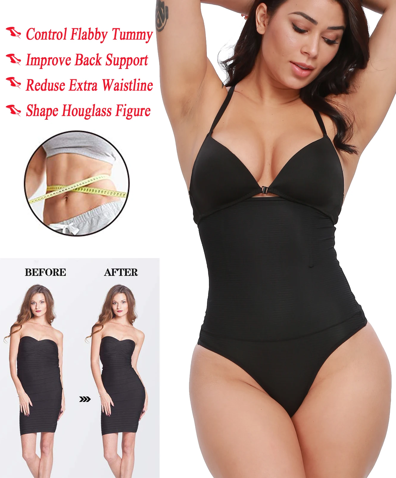 Velssut Shapewear for Women Tummy Control Slimming Thong Panty High Waisted Sexy Shorts Seamless Fitness Underwear Body Shaper