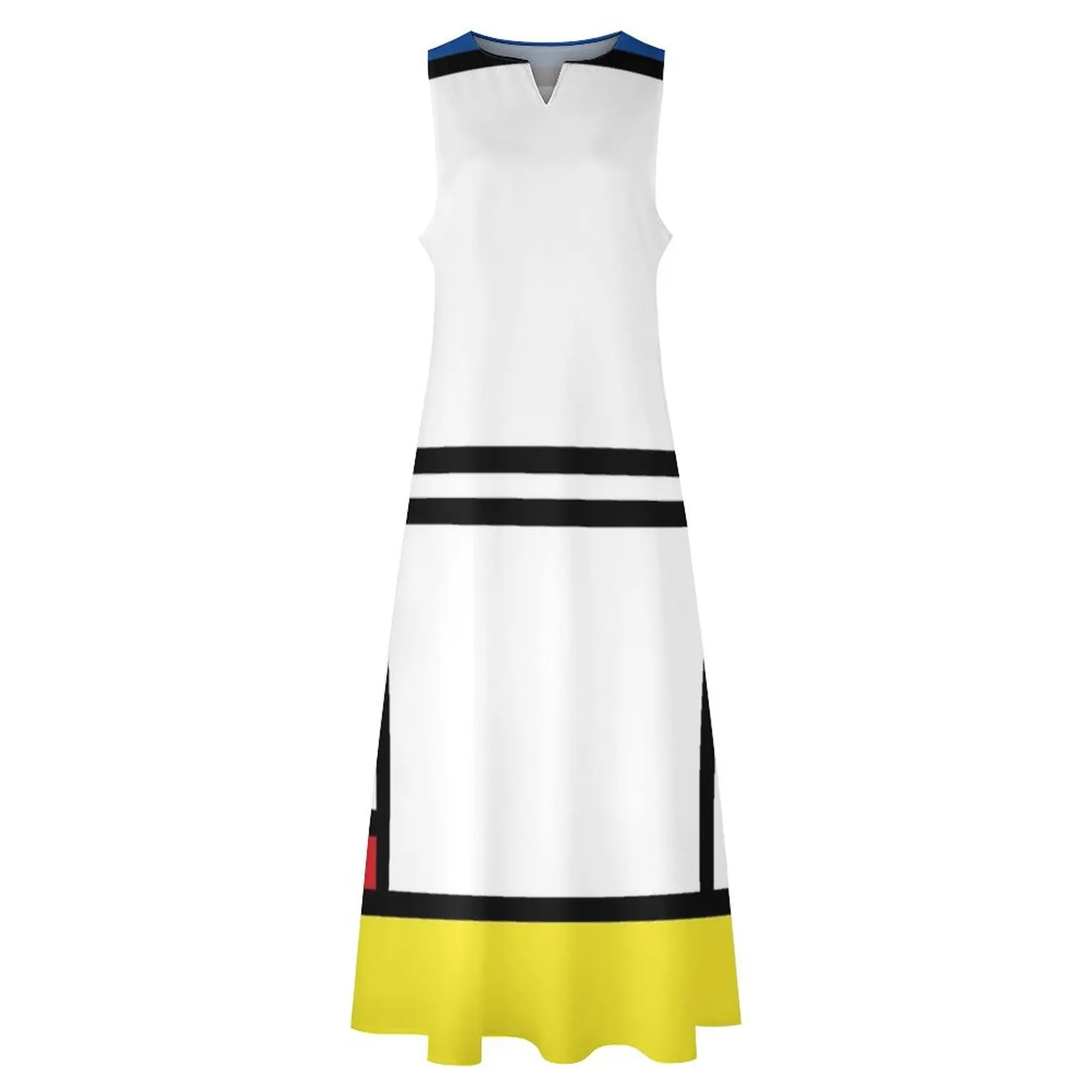 Mondrian Minimalist De Stijl Современное искусство Абстрактный дизайн Длинное платье женское