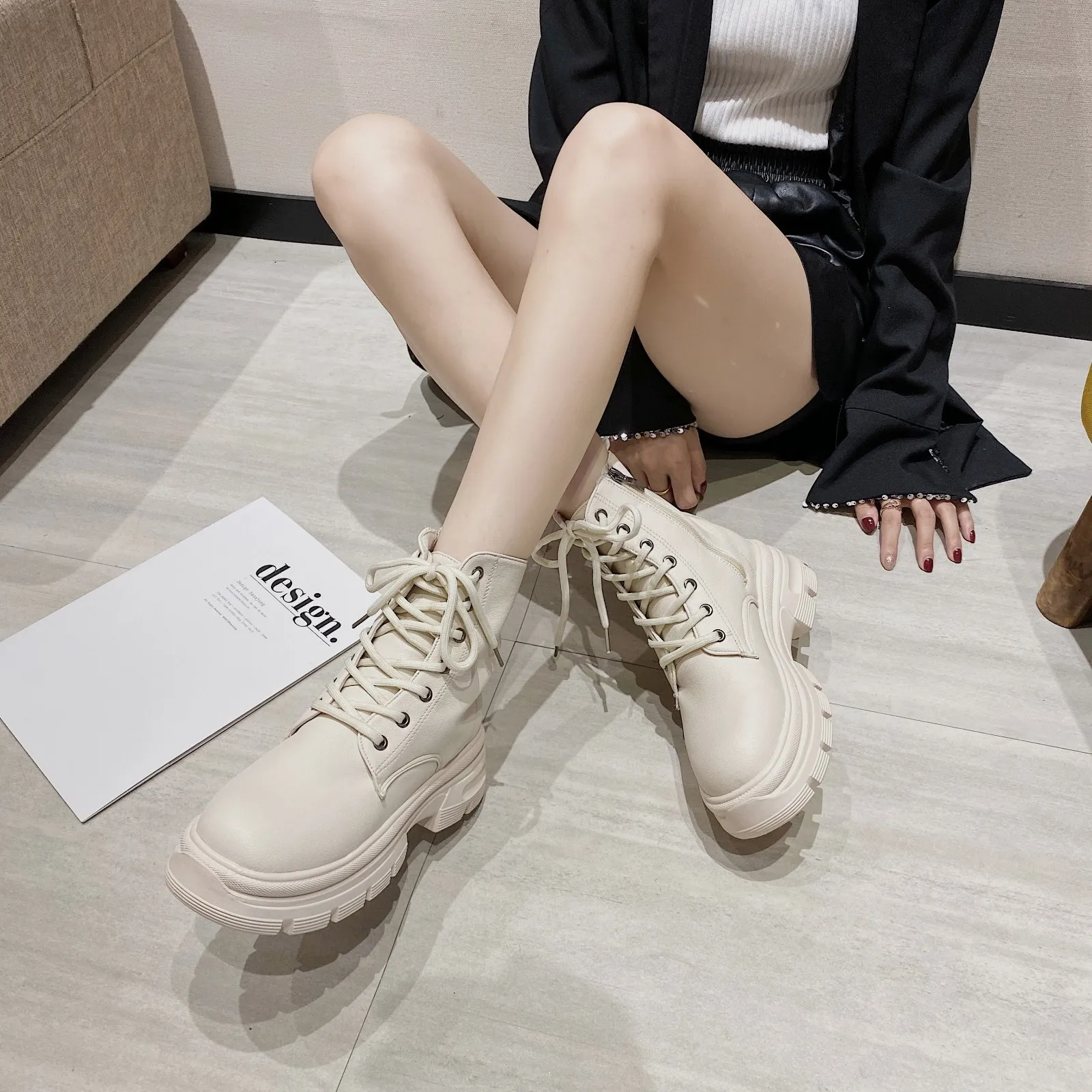 Fashion Patent Leather Boots Europe 2022 New Boots for Women Square Heel High Top Women Shoes Luxury Short Boots Female