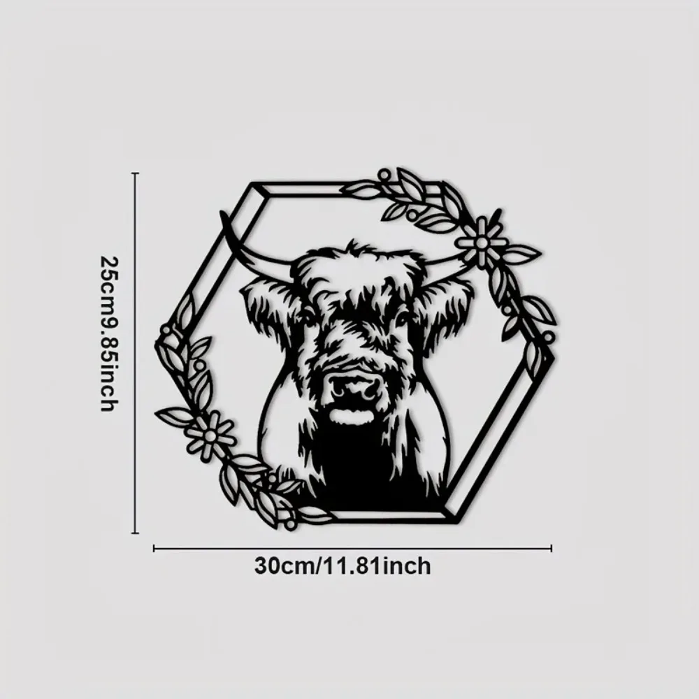 Матовый Черный Настенный Декор Силуэт Металлическая Работа Железная Корова