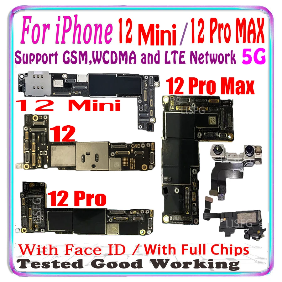 Материнская плата для iPhone 12 Pro Max мини-логическая с распознаванием лица 128 ГБ 256 512