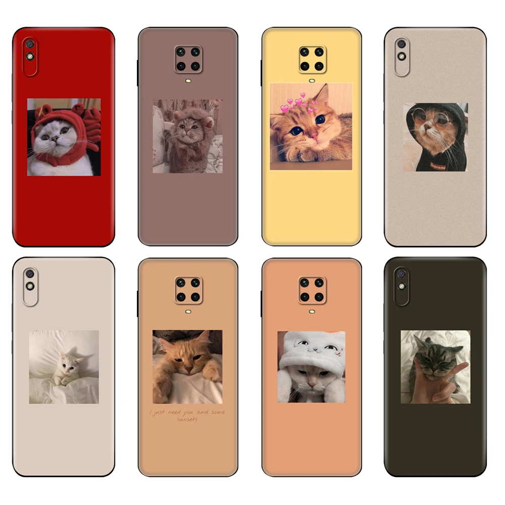

Black tpu Case For Xiaomi Redmi 7A 8 8A 9 9A 9C Case Redmi Note 8T 8 Pro T Note 9 9S 9 Pro Case cute cat