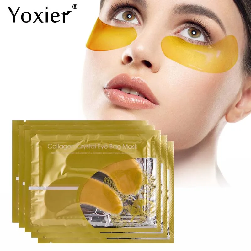 

Yoxier 24k Gold Crystal Collagen Eye Mask Dark Circles Anti Aging Moisturizing Eye Bag Colageno Gel Eye Care 10Pcs=5Packs
