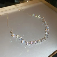 new high end transparent crystal pendant necklace female korean fashion temperament simple trend wild collarbone chain