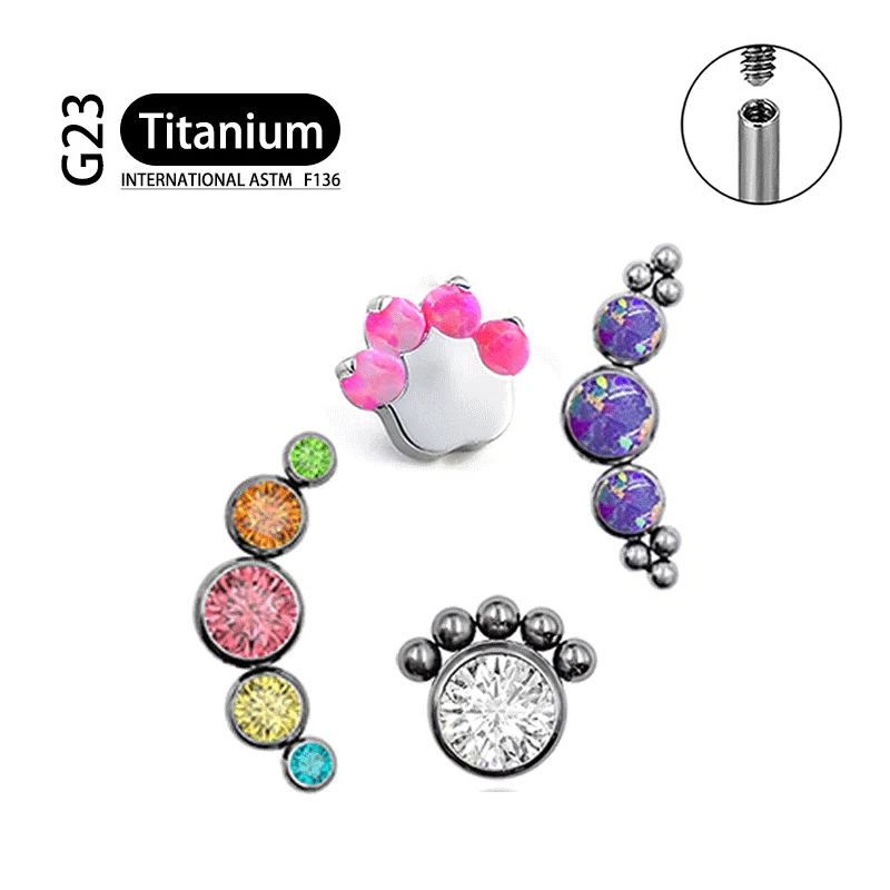 

G23 Titanium Material Stud Ear Tragus Cartilage Earrings 16G Ball Labret Lip Zircon Opal Lobe Helix Daith Piercing Body Jewelry