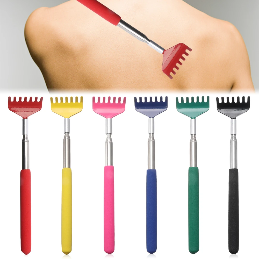 

1PC Telescopic Soft Grip Extra Scratcher Long Stainless Steel Retractable Itching Scratching Rake Scratcher Massage Tool