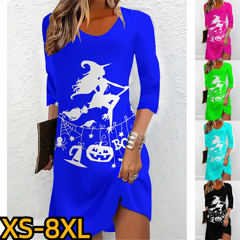 

Юбка-миди с принтом тыквы, Осень-зима, женская повседневная юбка до колен с круглым вырезом, платье на Хэллоуин, модная облегающая юбка с длинным рукавом