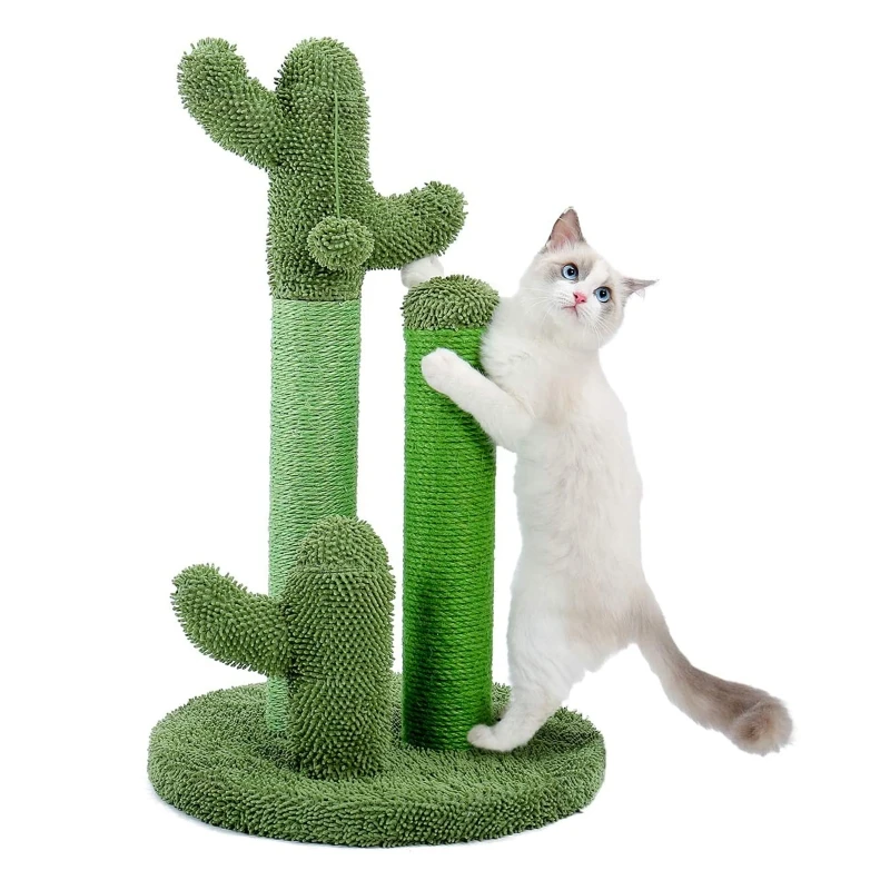 

for Cat Scratching Post Cactus Shape Scratcher with Plush Ball for Small Kittens Natural Sisal Scratchers for Indoor Cat