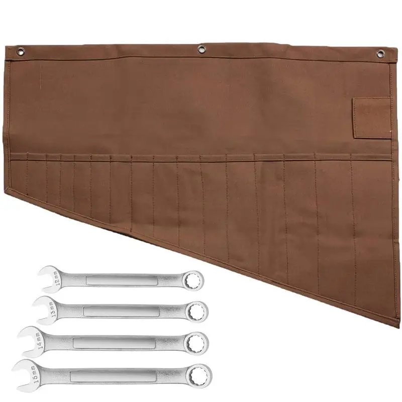 

Roll Up Wrench Organizer Wrap Pouch Canvas Tool Storage Holder Ratchet Organization Bag For Mechanics Electricians Plumbers