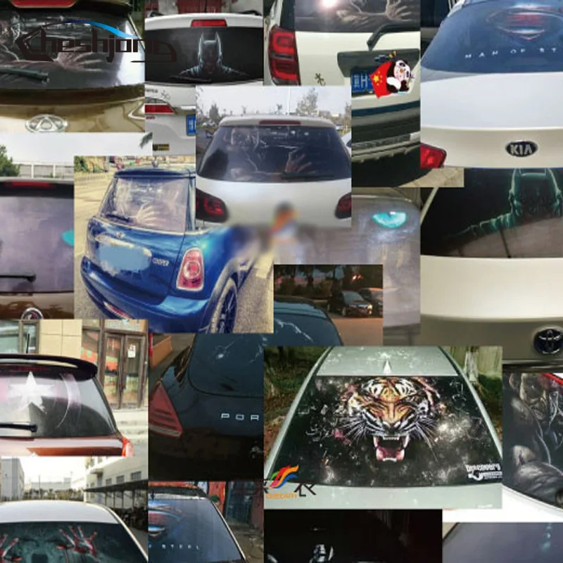 

135cmx 55cm Rear Windshield Decal Stickers Mesh Film One Way Vinyl Car Rear Window Glass Photographic Printed Film Tint