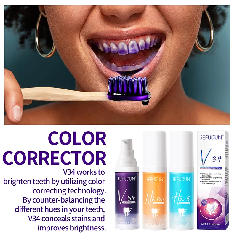 

Whitening Toothpaste V34 Colour Corrector Oral Hygiene Tooth Brighten Anti-sensitive Stains Remover Enamel Care Teeth Cleaning