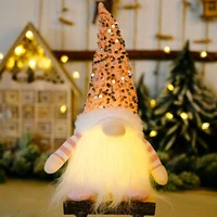 christmas led light plush doll gnome faceless plush toy tabletop santa figurines ornaments glitter xmas tree ornaments gift