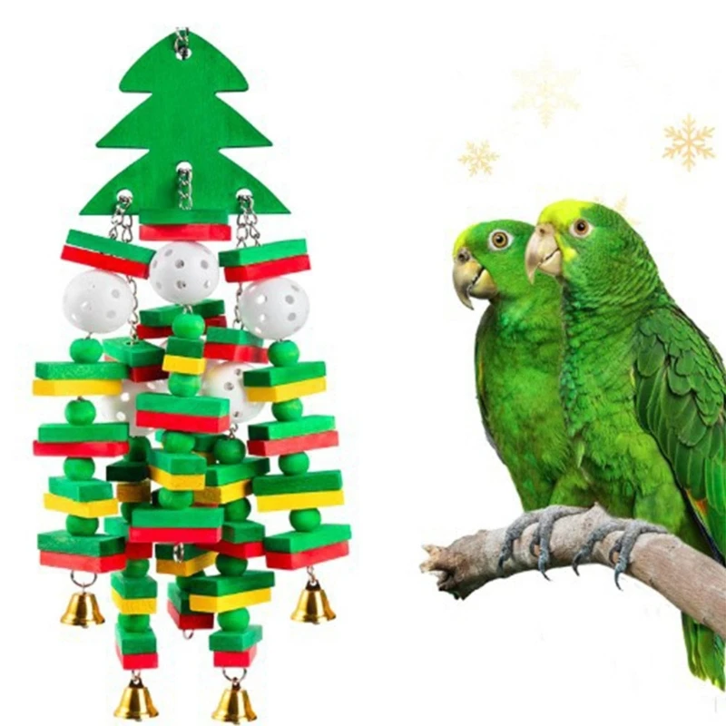 

Bird Toy Parrot Chewing Toy Cage Hanging Perch Tearing Bite Toy Small Medium Birds Cage Wooden Block for Budgies Conure