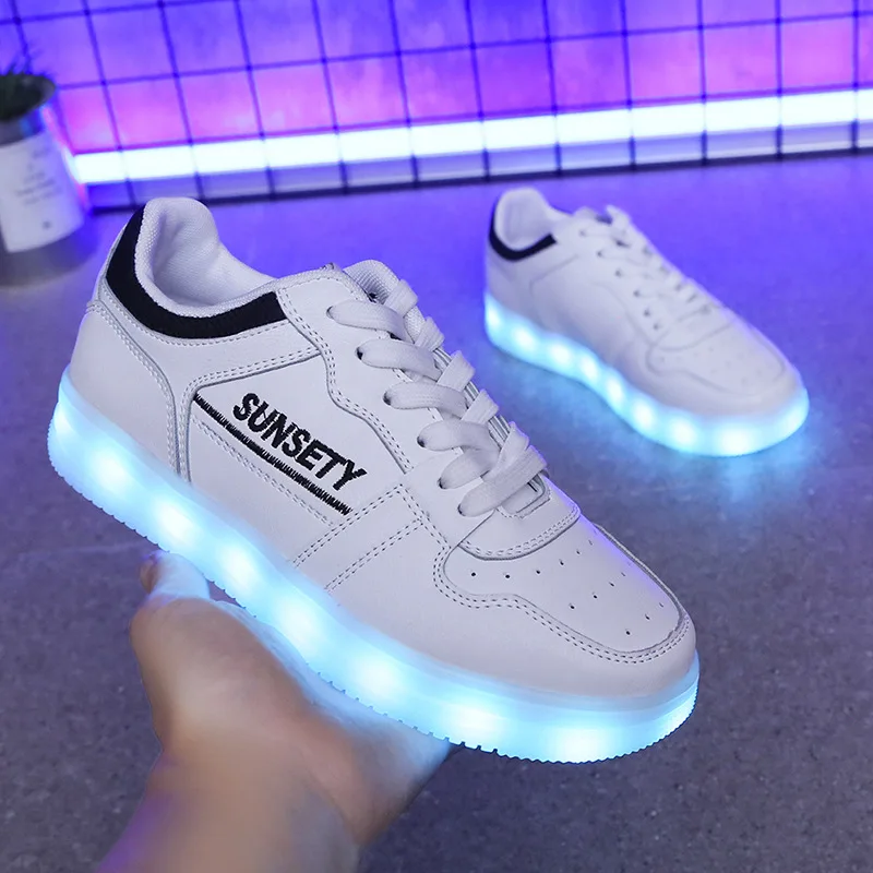 

Size 35-44 Adult Led Light Up Shoes Mens Anti-slippery Casual Glowing Sneakers Womens Wear-resistant Damping Luminous Sneakers