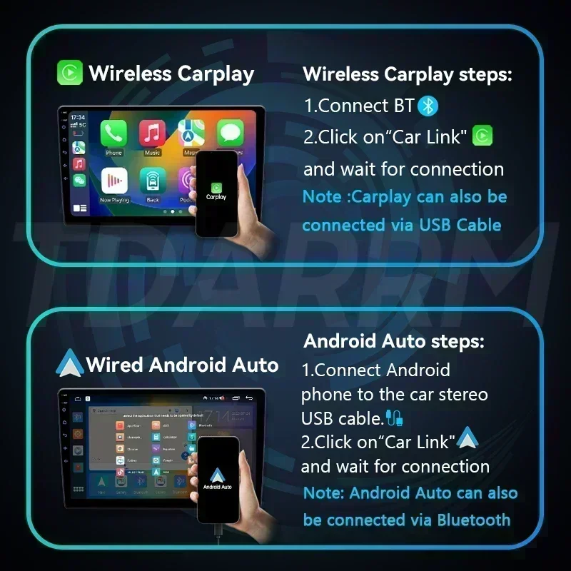 Фото TDARRM 16-контактный беспроводной CarPlay Android Auto радио для Toyota RAV4 RAV 4 2012-2018 4G Автомобильный мультимедийный GPS 2din авторадио №4