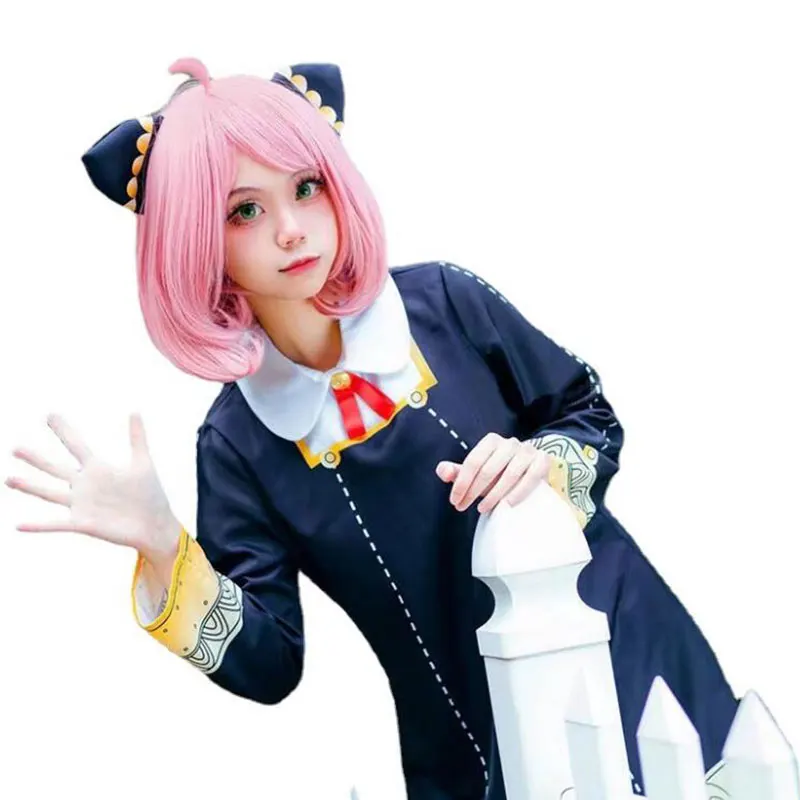 Anime SPY×FAMILY Anya Forger Short Pink Cosplay Anime Girl Cosplay Woman Girls Child Wig Hair Heat Resistant Synthetic Party Wig