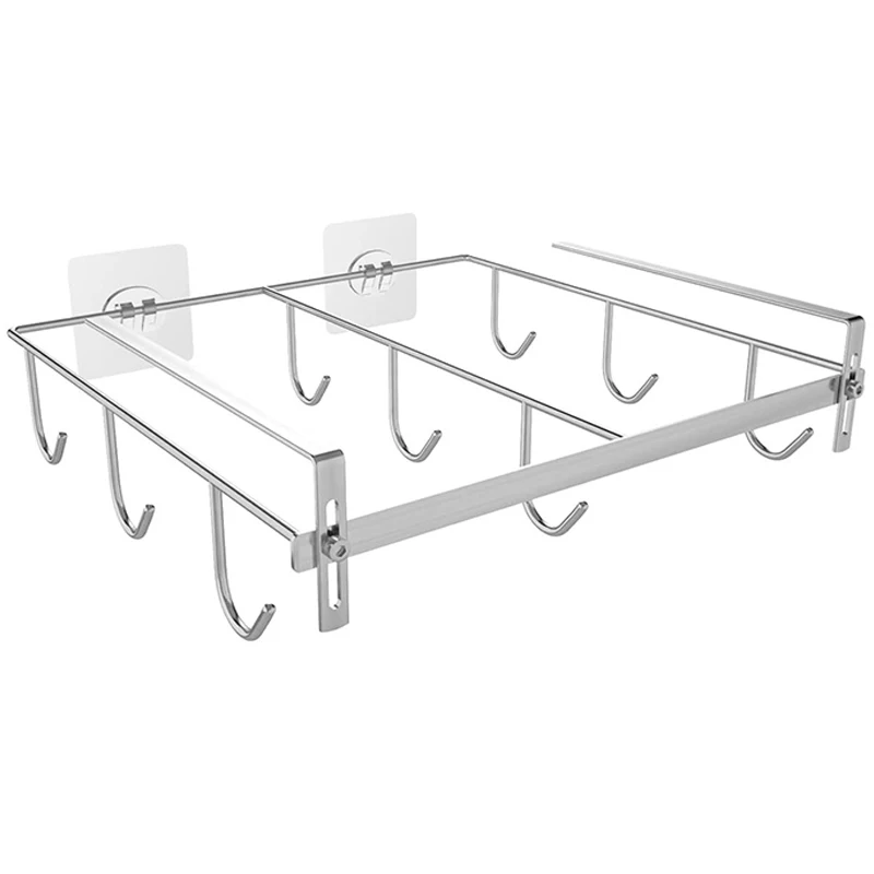 

Регулируемая стойка для кружек, внешний диаметр крючка сверхбольшого, подходит для шкафа толщиной 1,18-1,96 дюйма