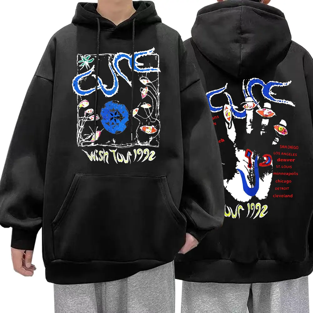 

Толстовка Rock Band 1992 The Cure Wish Tour с принтом для мужчин и женщин, Повседневная Свободная Толстовка в стиле ретро, худи в стиле Харадзюку, уличная одежда