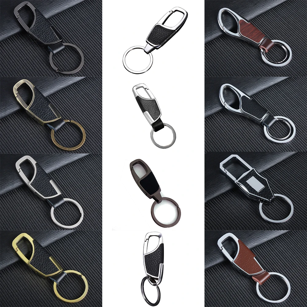 

High Quality Metal Keychain Genuine Leather Men Woman Simple Key Chains Holder Keyfob for Car Accessories Creative Gifts Buckle