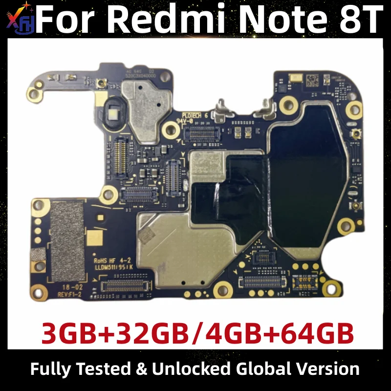 

Motherboard PCB Module for Xiaomi Redmi Note 8T M1908C3XG, Mainboard, Logic Boards with Global Firmware, 32GB, 64GB