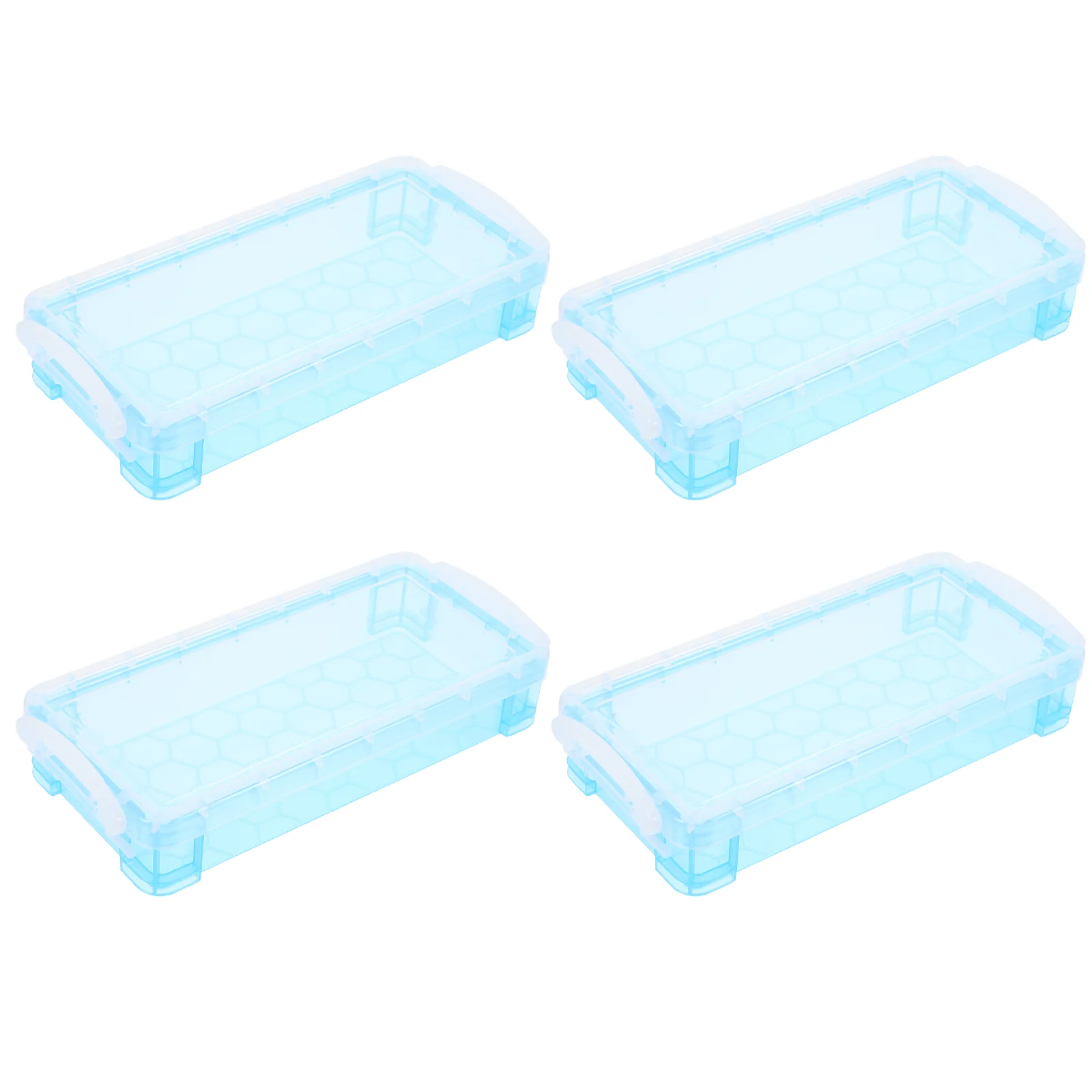 

4pcs Durable Sketch Transparent Pencil Case Compartment Storage Box (Blue)