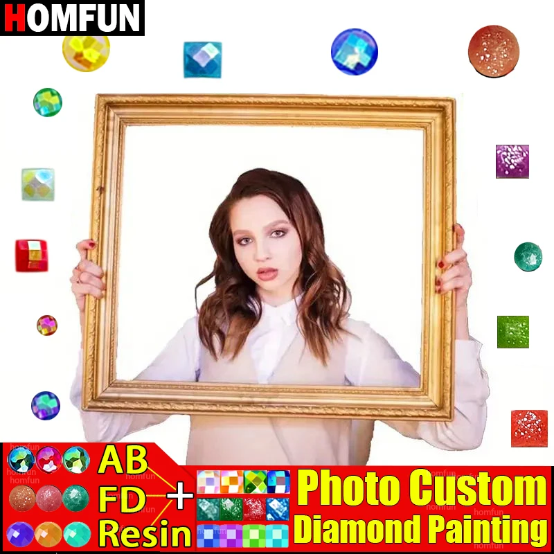 Фото HOMFUN смола + сказочная пыль + AB дрель фото на заказ 5D алмазная живопись вышивка крестиком полный горный хрусталь DIY вышивка Декор подарок №1