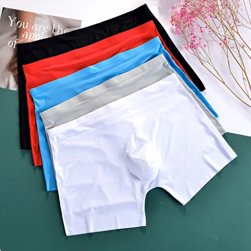 Мужское нижнее белье 5 шт./лот, мужское нижнее белье из ледяного шелка, дышащие ультратонкие модные трендовые мужские трусы-боксеры без швов