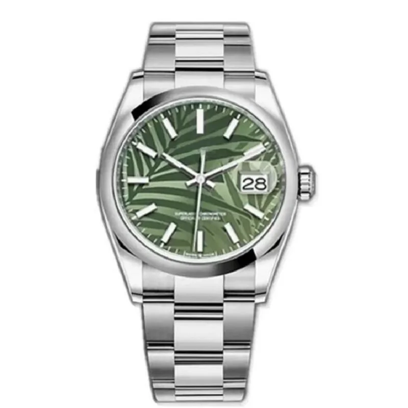 

Smooth Bezel Datejust Green Dial Steel Mens 36mm Sapphire Glass Watch Automatic Mechanical Stainless Oyster Perpetual Turquoise