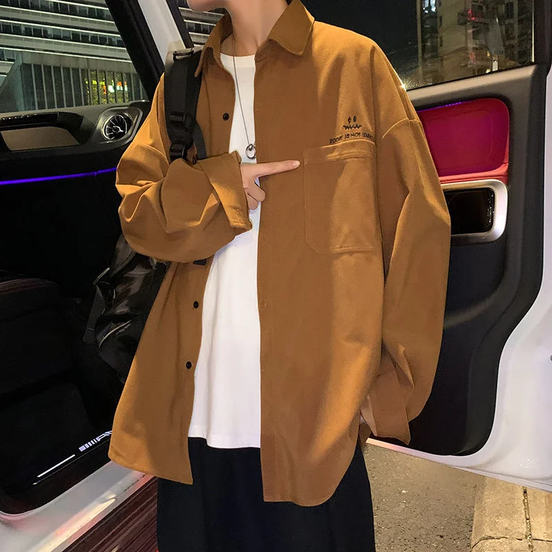 

2022 New Men's Casual Shirts Long Sleeve Oversized Vintage Graphic Male Blouses Tops Fashion Spring Clothing