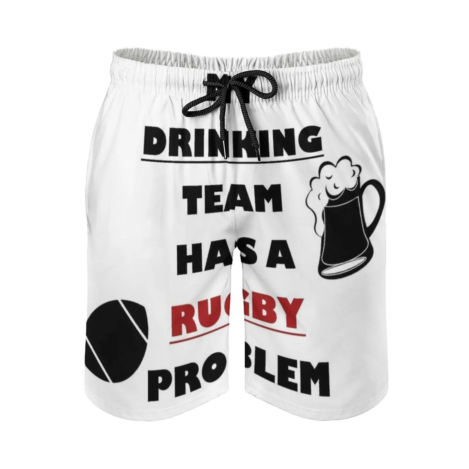 

Rugbyplayer'S Problem Men's Beach Shorts With Mesh Lining Surfing Pants Swim Trunks Rugby Rugbyplayer Problem Drinking Team Has