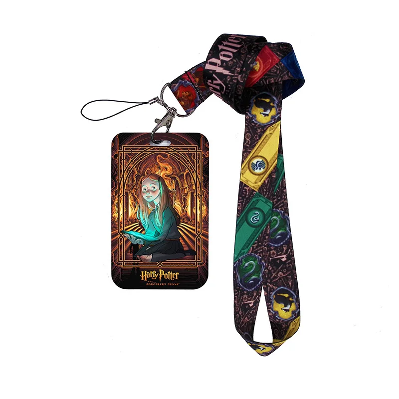 

2023 Harry Potter Card Holder Anime Cartoon Bus Card Case Portable Long Rope Neck Strap Lanyard Subway Card Cover for Kids Gifts