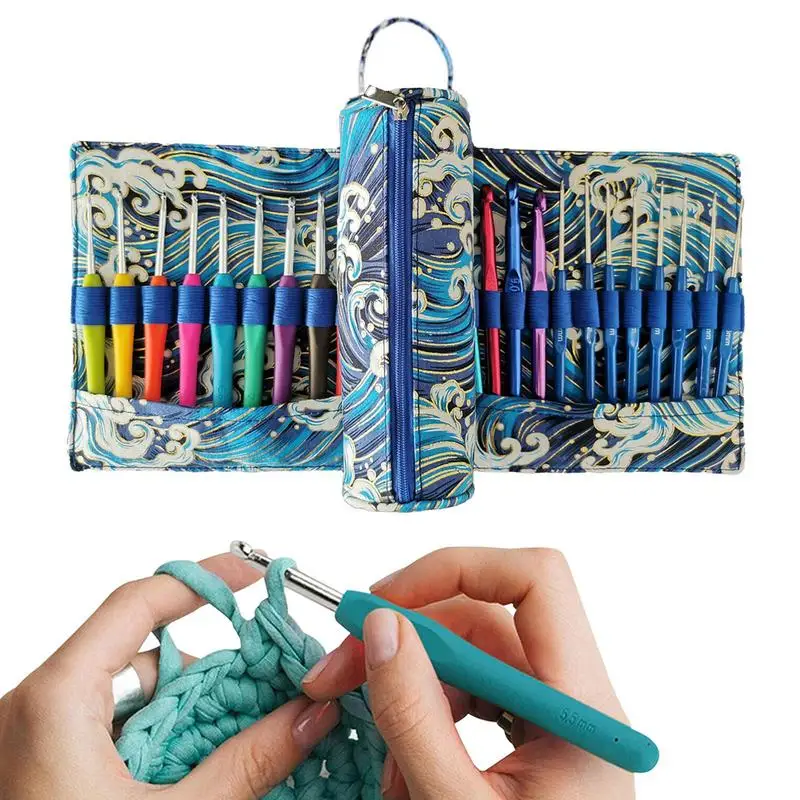 

Crochet Hook Kit Knitting Needles Set Organizer Stainless Steel Crochet Tools DIY Sweater Sewing Weave And Crafts Supplies Bag