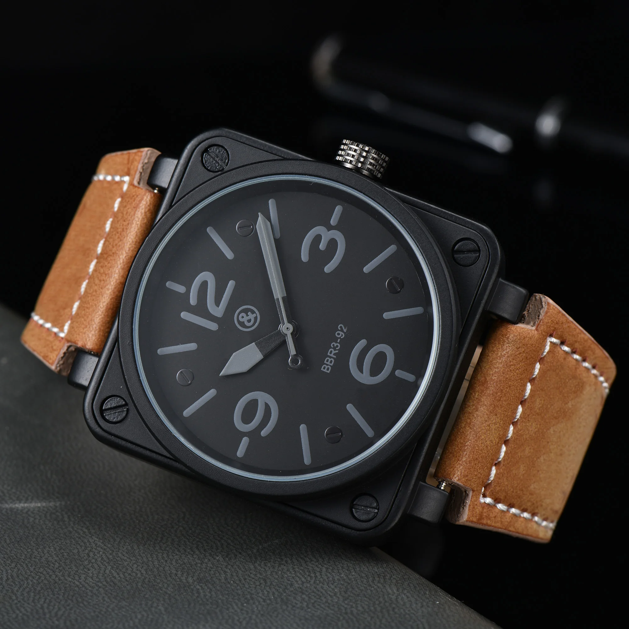 

Newest Simple Fashion Square Men Watch High Quality Belt Mechanical Movement Bright Digital Waterproof Function AAA Dropshipping