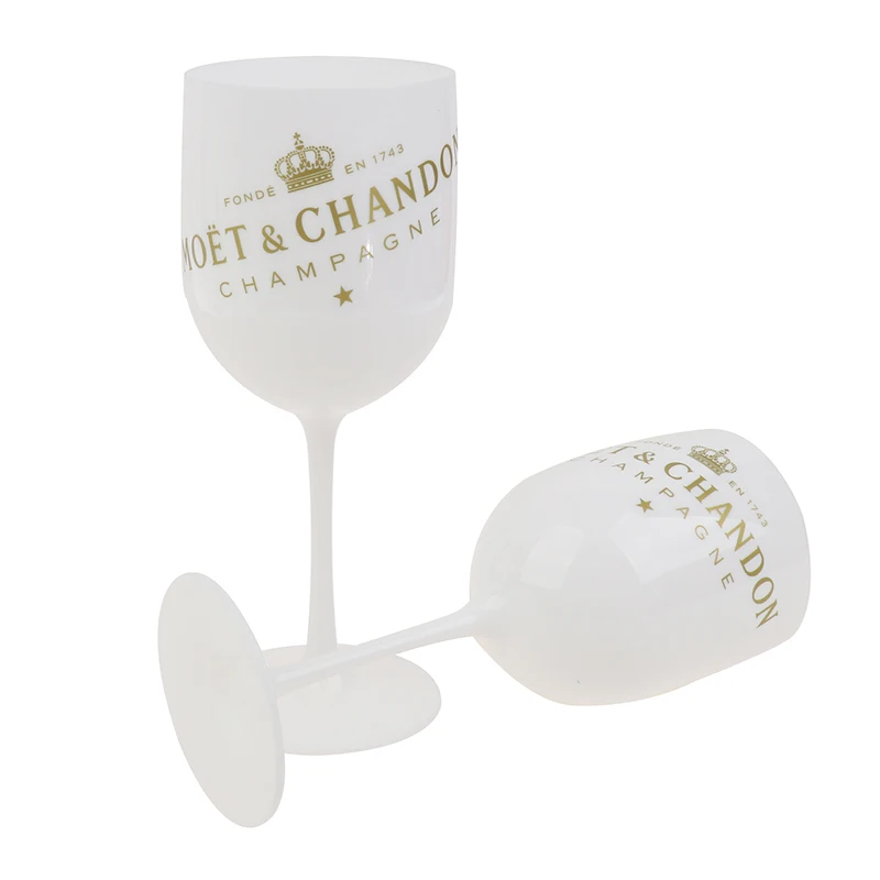 

White Moet Plastic Glasses Celebration Party Drinkware Drink Wine Cup Champagne Glass Electroplated Cups Cocktails Goblet Newest
