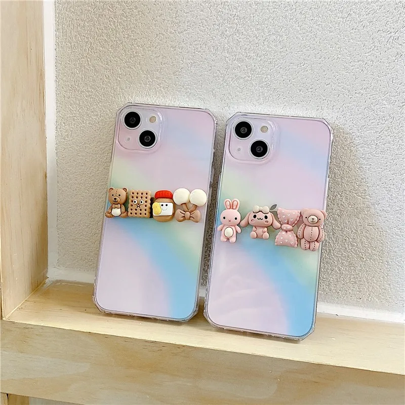 

Cute Cartoon Animal Three-dimensional Doll Anti-drop Female Soft Case For Iphone 11 12 13 Pro Max 7 8 Plus Xr X Xs Cover Fundas