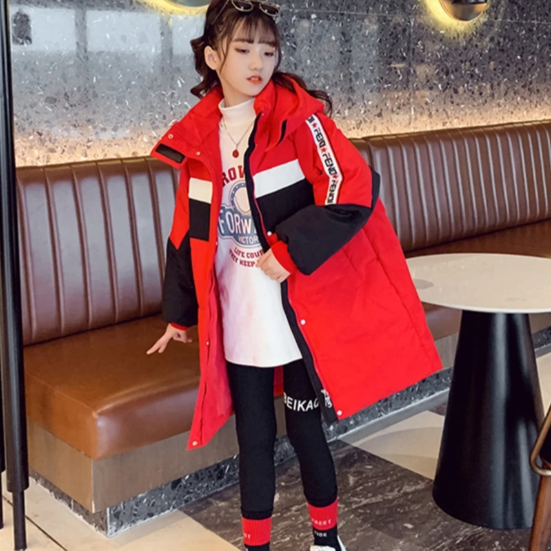 Girls Down Coat Jacket Cotton Windbreak Snowsuit 2023 Perfect Warm Thicken Velvet Winter Skiwear Plus Size Children's Clothing