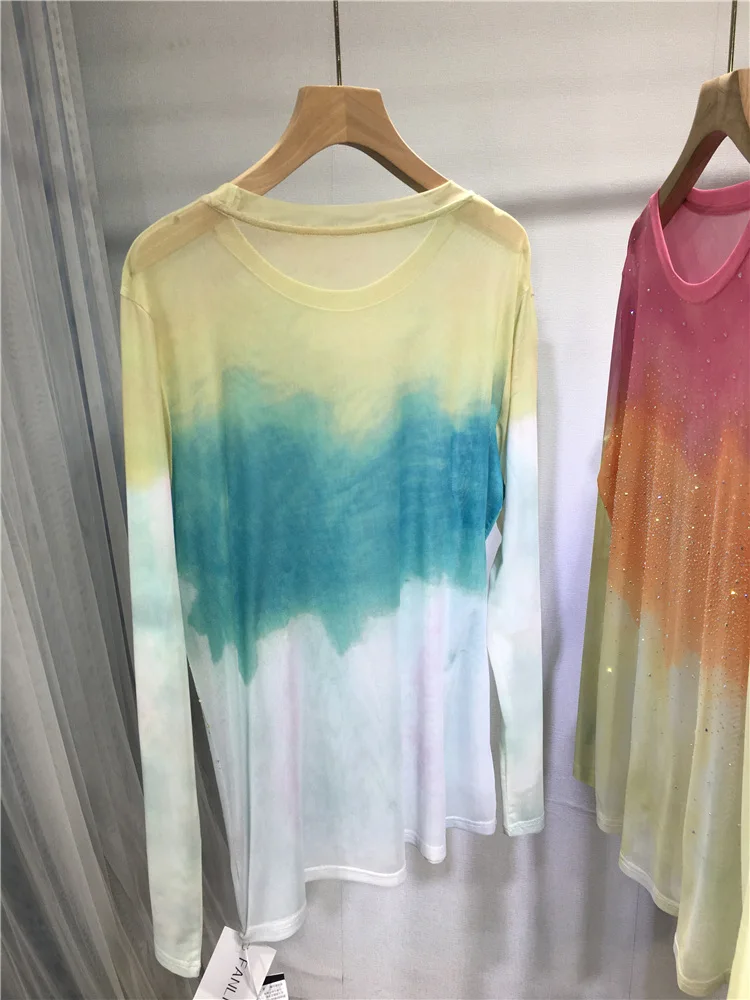 Женская сетчатая рубашка с длинным рукавом свободная легкая воздухопроницаемая