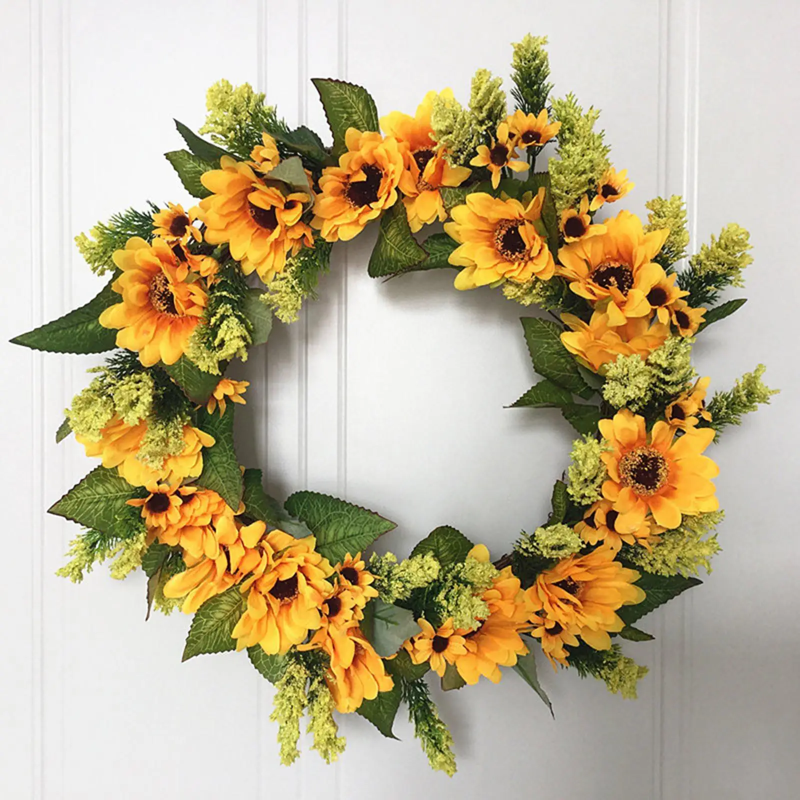 

16 inch Sunflower Wreath Artificial Front Door Garland for Party Yard Home