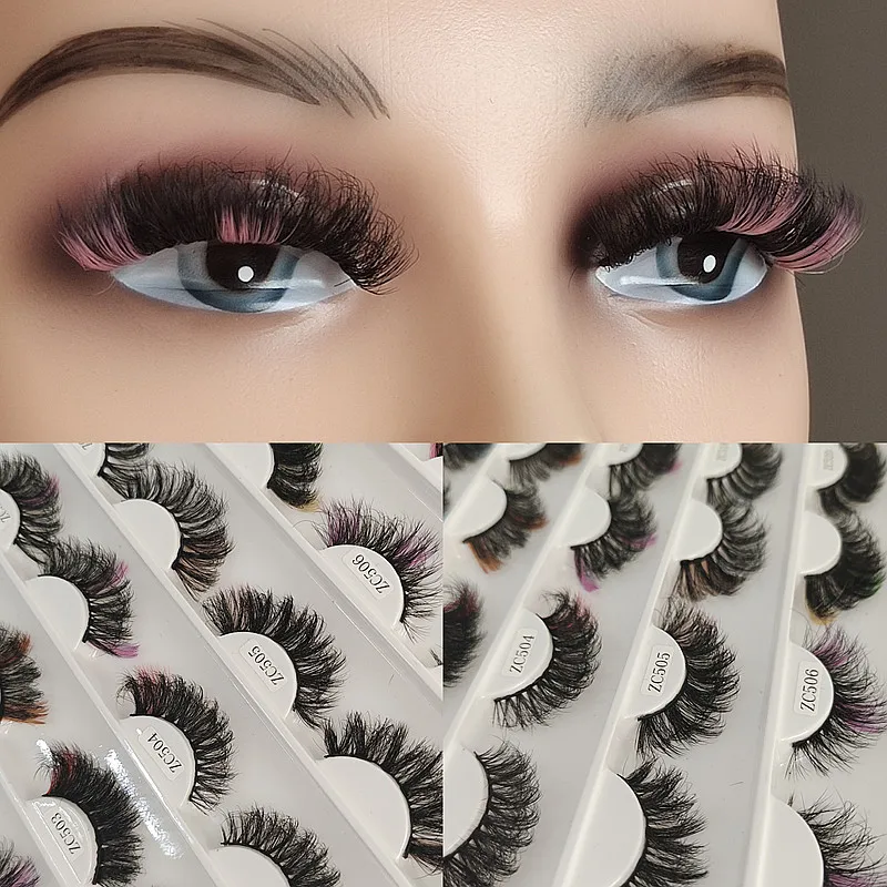 

Цветные ресницы 3D, пушистые искусственные норковые ресницы для макияжа, цветные ресницы с цветными полосками, ручная работа, кресты, цветны...